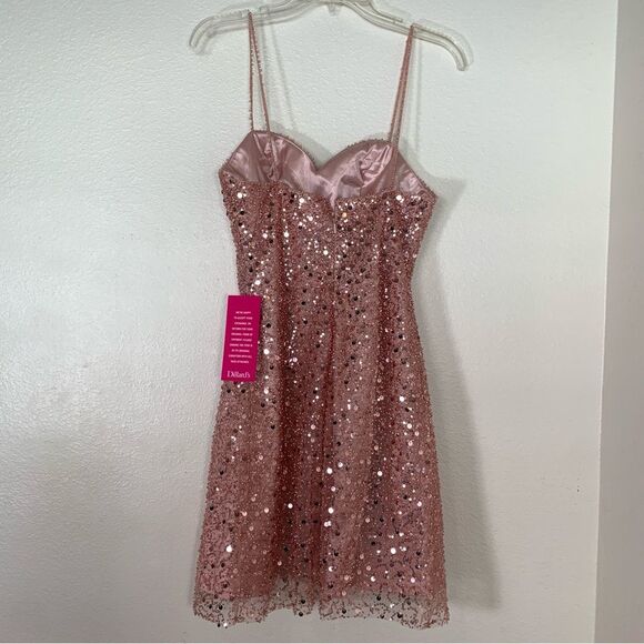 NWT GB Light Pink Sequin Homecoming Hoco Party Cocktail Dress Dillards Size 7 - Picture 4 of 9